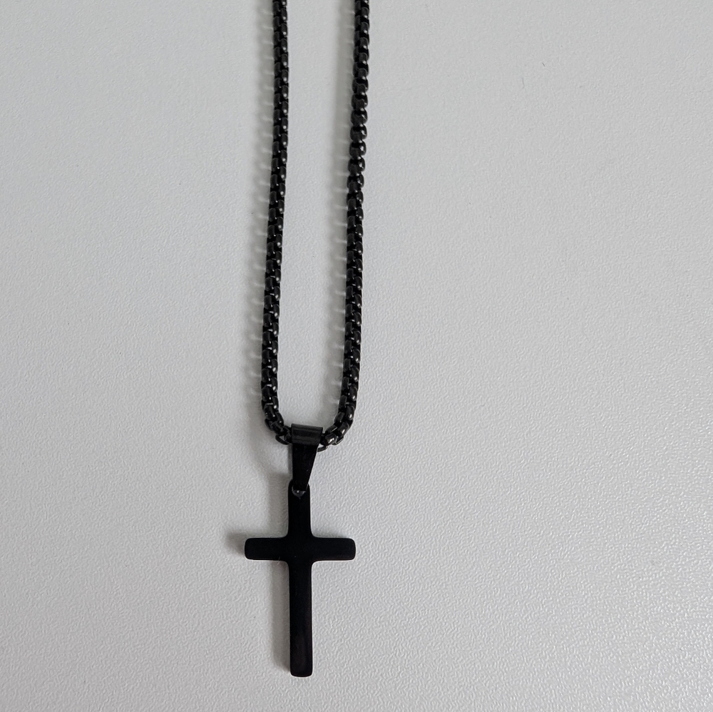Black Cross Pendant Necklace